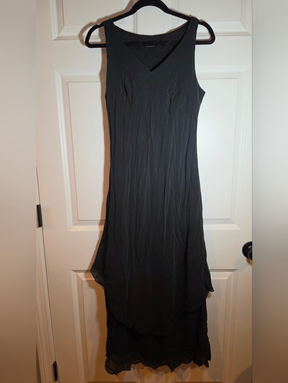 Simply Silk Classic Black V-Neck Sleeveless Maxi Dress Layered